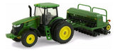 Miniatura Trator John Deere 7215r Com Semeadora Cor Verde - 1/32